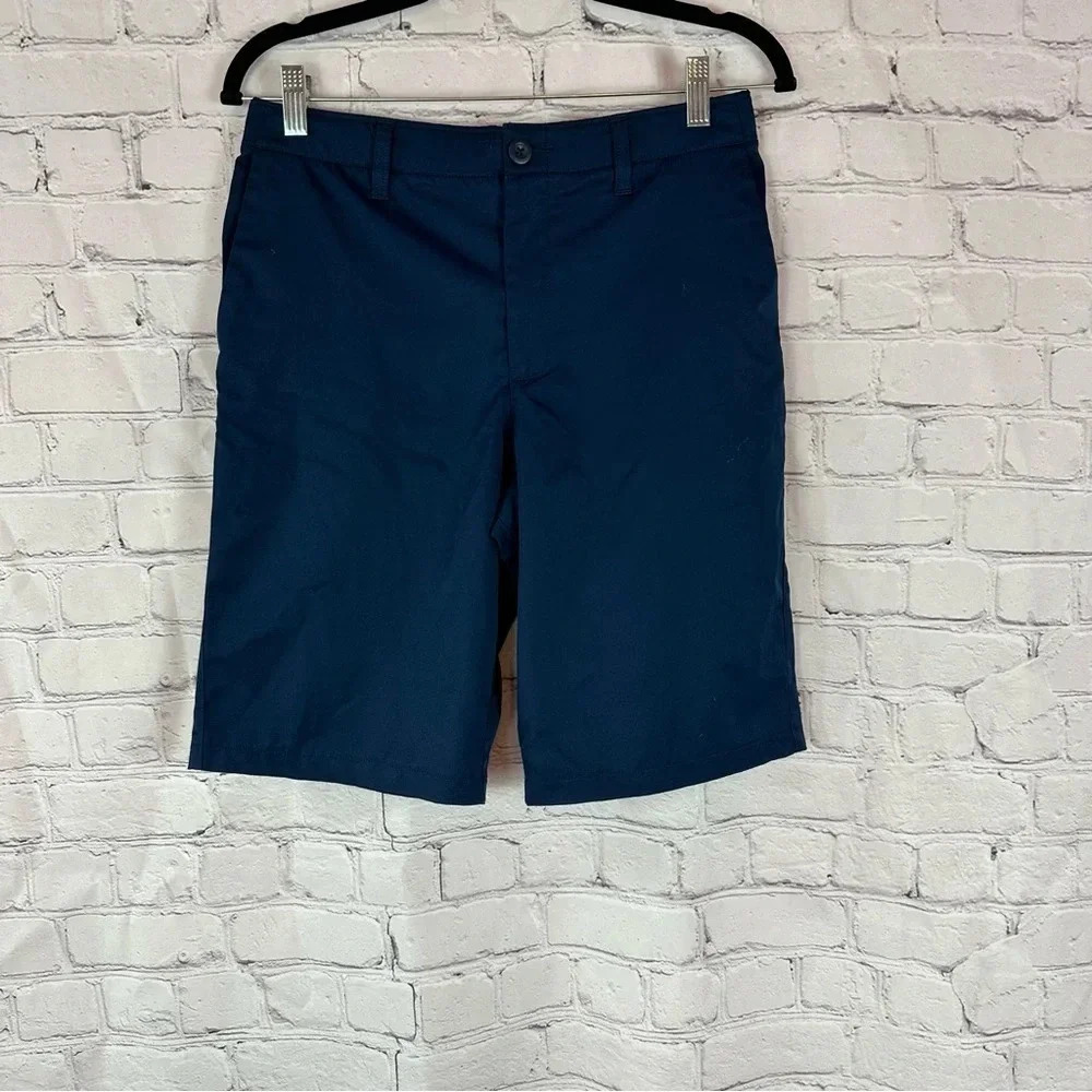 boys youth under armour navy blue dress shorts sz 18 loose fit